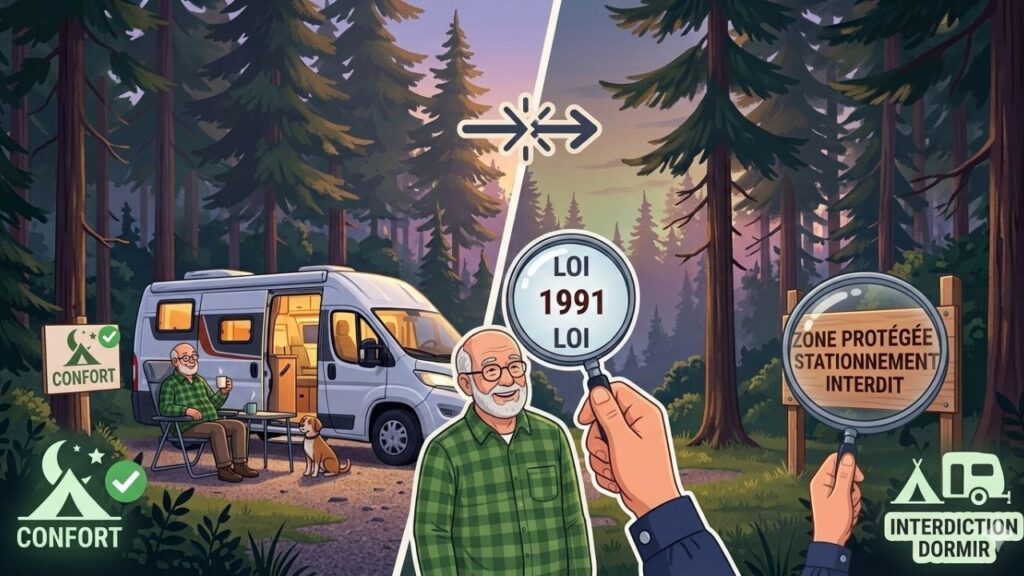 Marc, 62 ans, pense pouvoir dormir tranquillement en camping-car dans la forêt